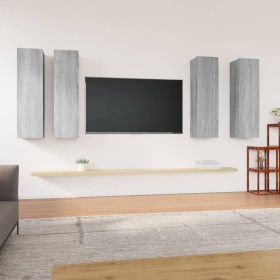 Muebles TV 4 uds madera contrachapada gris Sonoma 30,5x30x110cm de , Muebles TV - Ref: Foro24-3120333, Precio: 168,58 €, Desc...