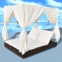 Tumbona con cortinas de ratán sintético marrón de vidaXL, Camas para exteriores - Ref: Foro24-42947, Precio: 470,10 €, Descue...
