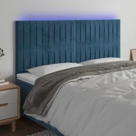 Cabecero con luces LED terciopelo azul oscuro 160x5x118/128 cm de , Cabeceros y pies de cama - Ref: Foro24-3122720, Precio: 1...