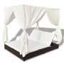 Tumbona con cortinas de ratán sintético marrón de vidaXL, Camas para exteriores - Ref: Foro24-42947, Precio: 470,10 €, Descue...