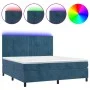 Boxspringbett mit Matratze und LED dunkelblauem Samt 160x200 cm von , Betten und Lattenroste - Ref: Foro24-3136255, Preis: 54...
