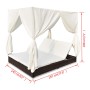 Tumbona con cortinas de ratán sintético marrón de vidaXL, Camas para exteriores - Ref: Foro24-42947, Precio: 470,10 €, Descue...