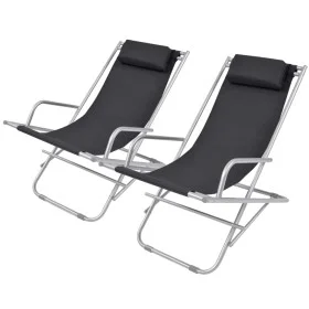 Reclining sun loungers 2 units black steel by vidaXL, Loungers - Ref: Foro24-42936, Price: 141,12 €, Discount: %