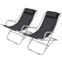 Tumbonas reclinables 2 unidades acero negro de vidaXL, Tumbonas - Ref: Foro24-42936, Precio: 134,62 €, Descuento: %