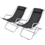 Tumbonas reclinables 2 unidades acero negro de vidaXL, Tumbonas - Ref: Foro24-42936, Precio: 141,12 €, Descuento: %