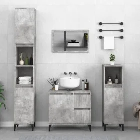 Armario de baño madera contrachapada gris hormigón 30x30x190 cm de , Muebles de baño - Ref: Foro24-819800, Precio: 85,34 €, D...
