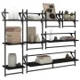 Wall shelves with 6 pieces of engineered wood and black bars by , Shelves and shelves - Ref: Foro24-836268, Price: 58,37 €, D...