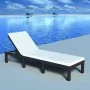 Tumbona de jardín con cojín de ratán sintético negro de vidaXL, Tumbonas - Ref: Foro24-42846, Precio: 159,64 €, Descuento: %