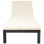 Tumbona de jardín con cojín de ratán sintético negro de vidaXL, Tumbonas - Ref: Foro24-42846, Precio: 162,18 €, Descuento: %