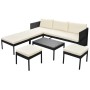 Set muebles de jardín 6 piezas y cojines ratán sintético negro de vidaXL, Conjuntos de jardín - Ref: Foro24-43010, Precio: 38...