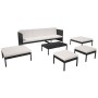 Set muebles de jardín 6 piezas y cojines ratán sintético negro de vidaXL, Conjuntos de jardín - Ref: Foro24-43010, Precio: 38...