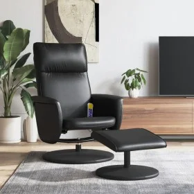 Sillón reclinable masaje con reposapiés cuero sintético negro de , Sillones - Ref: Foro24-356560, Precio: 164,33 €, Descuento: %