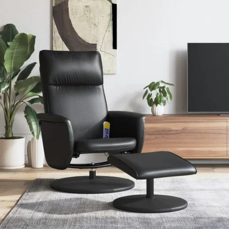 Sillón reclinable masaje con reposapiés cuero sintético negro de , Sillones - Ref: Foro24-356560, Precio: 164,33 €, Descuento: %