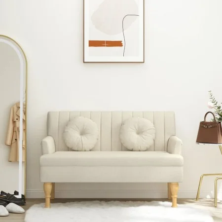 Banco con cojines tela lino 113x64,5x75,5 cm de , Bancos - Ref: Foro24-372138, Precio: 196,18 €, Descuento: %