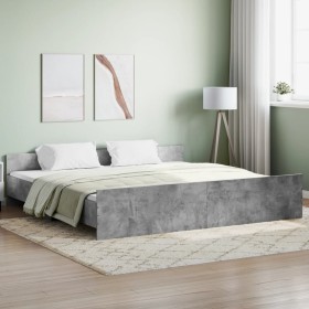 Estructura de cama con cabecero piecero gris hormigón 180x200cm de , Camas y somieres - Ref: Foro24-3203771, Precio: 157,89 €...