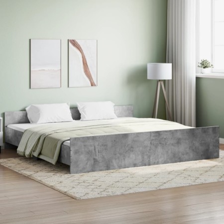 Estructura de cama con cabecero piecero gris hormigón 180x200cm de , Camas y somieres - Ref: Foro24-3203771, Precio: 157,89 €...