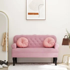 Banco con respaldo terciopelo rosa 119,5x64,5x75 cm de , Bancos - Ref: Foro24-372159, Precio: 202,90 €, Descuento: %