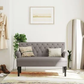 Banco con respaldo tela gris taupe 120x62x75,5 cm de , Bancos - Ref: Foro24-372125, Precio: 185,53 €, Descuento: %