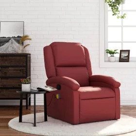 Sillón de masaje reclinable cuero sintético rojo tinto de , Sillones - Ref: Foro24-371786, Precio: 212,97 €, Descuento: %