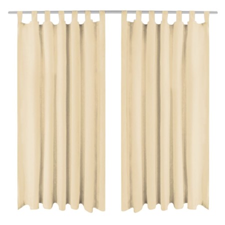 Cortinas de micro-raso con bucles 2 unidades 140x245 cm beis de vidaXL, Cortinas y visillos - Ref: Foro24-132218, Precio: 23,...