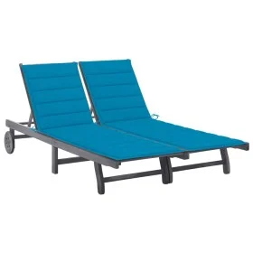 Garden lounger for 2 people and solid acacia wood cushions by , Loungers - Ref: Foro24-3061393, Price: 385,30 €, Discount: %