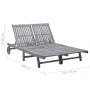 Garden lounger for 2 people and solid acacia wood cushions by , Loungers - Ref: Foro24-3061393, Price: 385,30 €, Discount: %