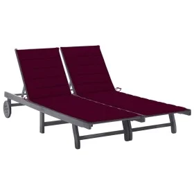 Garden lounger for 2 people and solid acacia wood cushions by , Loungers - Ref: Foro24-3061398, Price: 383,03 €, Discount: %