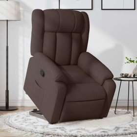 Sillón reclinable elevable tela marrón oscuro en Sillones | Comprar online en Foru.es