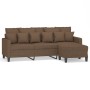 Sofá de 3 plazas con taburete de tela marrón 180 cm de , Sofás - Ref: Foro24-3201092, Precio: 311,24 €, Descuento: %