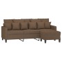 Sofá de 3 plazas con taburete de tela marrón 180 cm de , Sofás - Ref: Foro24-3201092, Precio: 311,24 €, Descuento: %