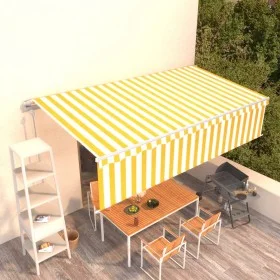 Automatic retractable awning with yellow and white blinds 6x3 m by , Awnings - Ref: Foro24-3069368, Price: 524,55 €, Discount: %