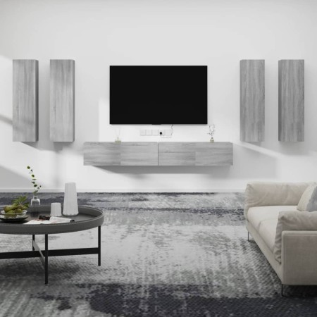 Set de muebles para TV 6 pzas madera contrachapada gris Sonoma de , Muebles TV - Ref: Foro24-3114356, Precio: 255,07 €, Descu...