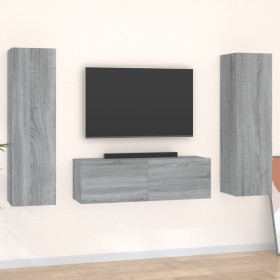Set de muebles para TV 3 pzas madera contrachapada gris Sonoma de , Muebles TV - Ref: Foro24-3120237, Precio: 130,11 €, Descu...