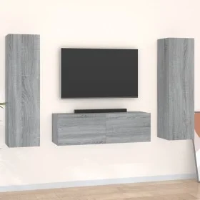 Set de muebles para TV 3 pzas madera contrachapada gris Sonoma de , Muebles TV - Ref: Foro24-3120237, Precio: 128,67 €, Descu...
