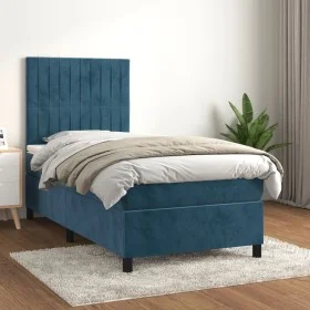 Box spring bed with dark blue velvet mattress 80x200 cm by , Beds and slatted bases - Ref: Foro24-3143113, Price: 334,17 €, D...
