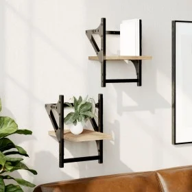 Estantes de pared con barras 2 uds roble Sonoma 20x25x30 cm de , Estantes y estanterías - Ref: Foro24-836229, Precio: 14,08 €...