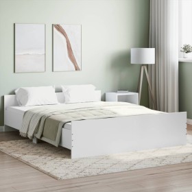 Estructura de cama con cabecero y piecero blanco 140x200 cm de , Camas y somieres - Ref: Foro24-3203747, Precio: 123,07 €, De...