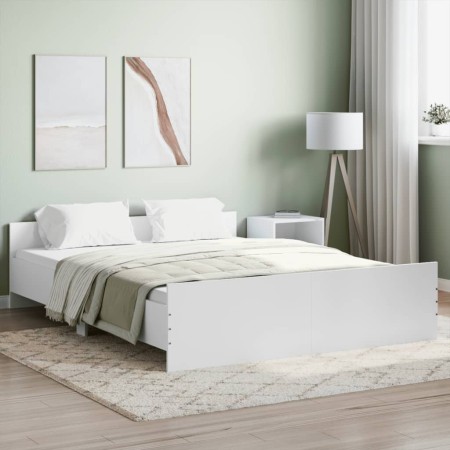 Estructura de cama con cabecero y piecero blanco 140x200 cm de , Camas y somieres - Ref: Foro24-3203747, Precio: 123,07 €, De...