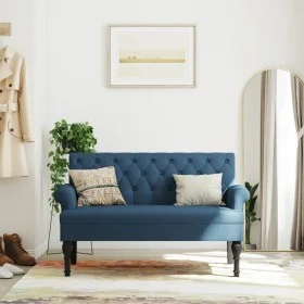Bank mit blauer Stoffrückenlehne 120x62x75,5 cm von , Banken - Ref: Foro24-372126, Preis: 188,20 €, Rabatt: %