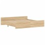 Estructura de cama con cabecero piecero roble Sonoma 180x200 cm de , Camas y somieres - Ref: Foro24-3203770, Precio: 175,81 €...