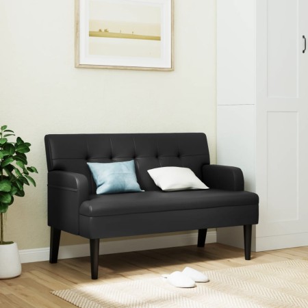 Banco con respaldo cuero sintético negro 112x65,5x75 cm de , Bancos - Ref: Foro24-372153, Precio: 196,41 €, Descuento: %