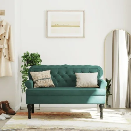 Bench with dark green velvet backrest 119.5x64.5x75 cm by , Banks - Ref: Foro24-372158, Price: 215,22 €, Discount: %