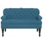 Banco con respaldo terciopelo azul 119,5x64,5x75 cm de , Bancos - Ref: Foro24-372164, Precio: 185,78 €, Descuento: %