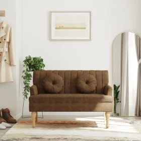 Banco con cojines ante sintético marrón 113x64,5x75,5 cm de , Bancos - Ref: Foro24-372139, Precio: 189,32 €, Descuento: %