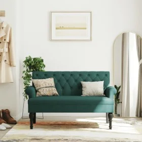 Banco con respaldo tela verde oscuro 120x62x75,5 cm de , Bancos - Ref: Foro24-372124, Precio: 186,47 €, Descuento: %