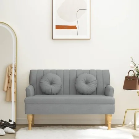 Banco con cojines tela gris claro 113x64,5x75,5 cm de , Bancos - Ref: Foro24-372130, Precio: 157,18 €, Descuento: %