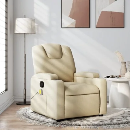 Sillón de masaje reclinable de tela crema de , Sillones - Ref: Foro24-372386, Precio: 237,74 €, Descuento: %
