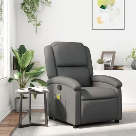 Sillón de masaje reclinable cuero sintético gris de , Sillones - Ref: Foro24-371785, Precio: 202,57 €, Descuento: %