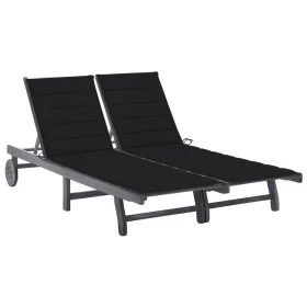 Garden lounger for 2 people and solid acacia wood cushions by , Loungers - Ref: Foro24-3061396, Price: 383,03 €, Discount: %