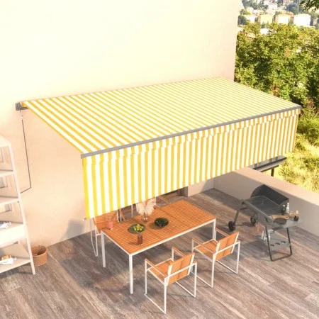 Toldo retráctil automático con persiana amarillo y blanco 6x3 m de , Toldos - Ref: Foro24-3069488, Precio: 570,65 €, Descuent...